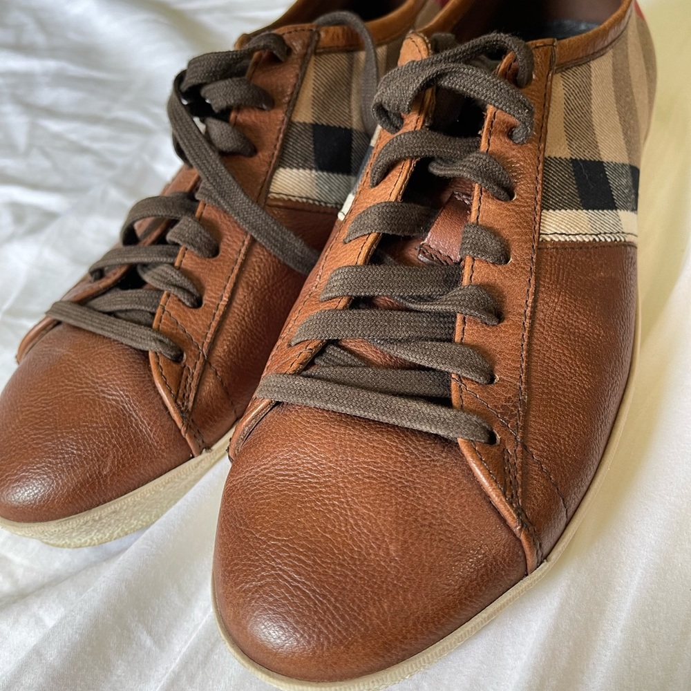 Burberry Leather Plaid Sneakers - Picture 2 of 4